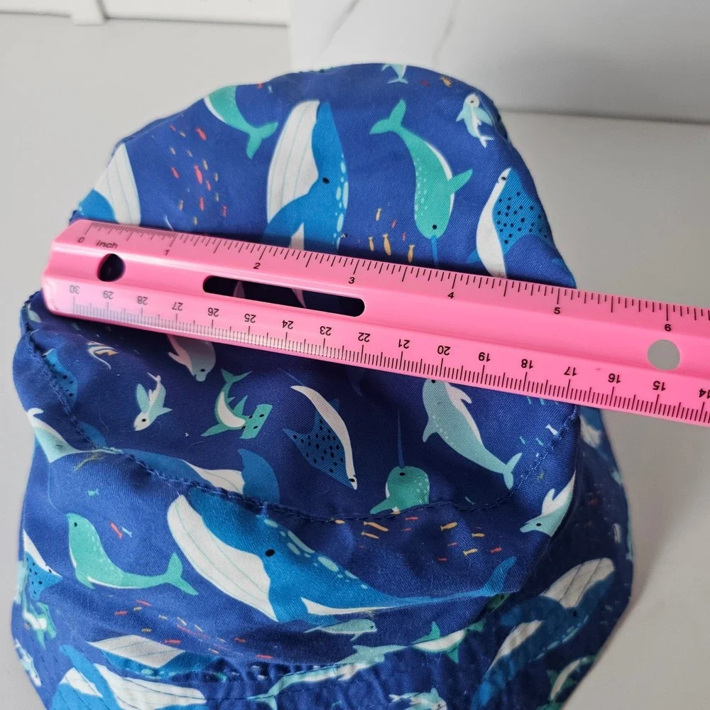 Kids O'Rageous Whale Print Bucket Hat Blue White Green Sea‎ Life Beach Sun